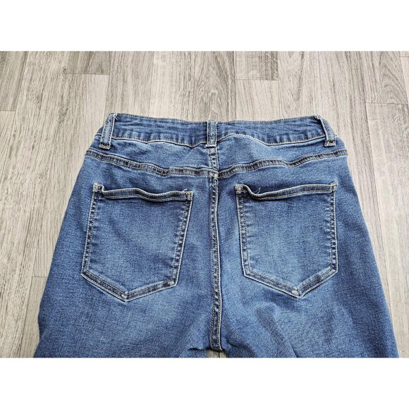 (3/$35) Maurices Jeans Womens Small High Rise Blue Denim Button Fly Distressed - Picture 3 of 11